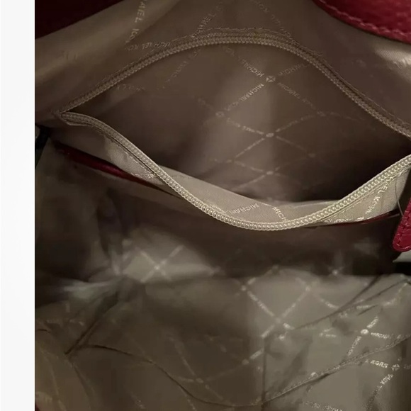 Michael Kors Riley Large Leather Back Pack Mulberry Red /Gold Studs and Wallet - Picture 5 of 8